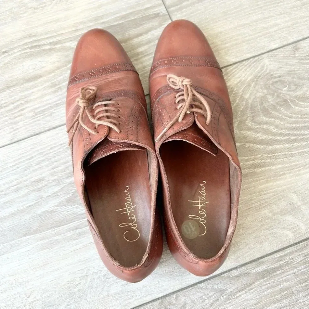 Cole Haan Full Leather Lace Up Oxfords in British Tan